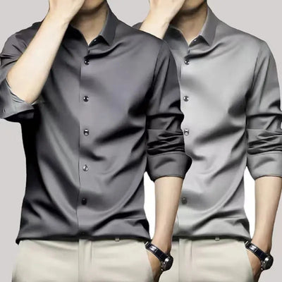 New short sleeved men's shirt Long sleeved spring/summer formal business casual high quality silky slim wear fashion