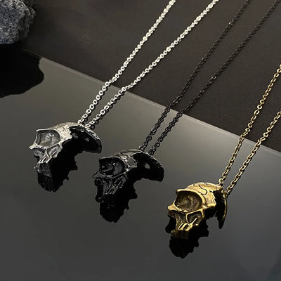 Incomplete Skull Face Necklace for Women Men Vintage Punk Skeleton Face Pendant Chain Choker Jewelry Accessories Gift Cool Thing