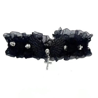Lolita Solid Color Women's Necklace Angel Wings Wide Lace Lace Choker Cool Punk Style Leather Necklace Gift