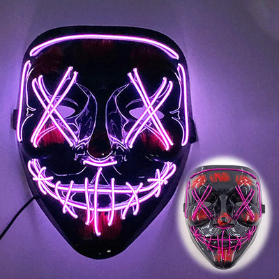Led Mask Halloween Party Masque Masquerade Masks Neon Light Mask Mascara Horror Maska Glowing Purge Mask Glow In The Dark