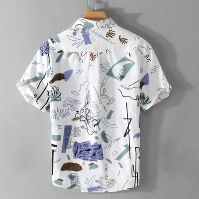 Summer Casual Beach Style Printed Short-sleeved Men Shirt Comfortable Loose Versatile Cardigan