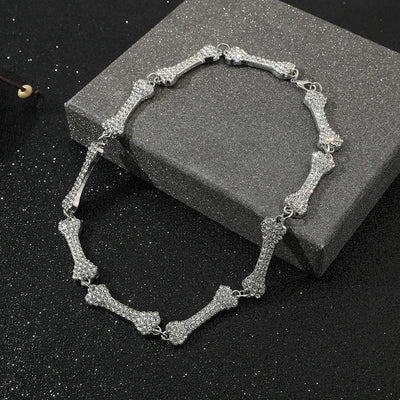 Bone Bead Necklace - 10-Segment Skeleton Spine Pendant, Gothic Jewelry Gift for Men & Women, Edgy Bohemian Accessories