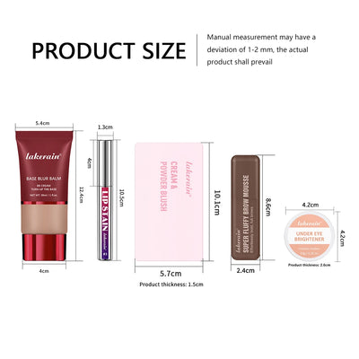 Makeup Set Matte Foundation Base Peel Off Lip Stain Brighten Eyes High Pigment Natural Cream Powder Blush Face Makeup Sets Gift