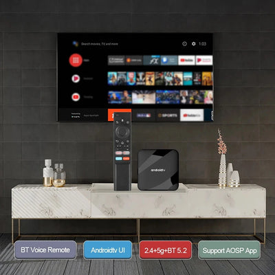 Android 14.0 Smart TV Box 8K HD Smart TV Set-top Box AV1 Dual-WIFI BT Voice remote 3D Video Media Player Home Theater TV Box