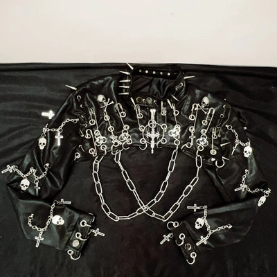 y2k Jacket y2k fashion  gothic Jacket gothic clothes y2k clothes Skull Cross Jacket e girl clothesharajuku Jacket vintage Jacket