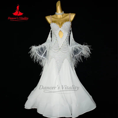 Ballroom Dance Performance Clothes for Women Hand Made Senior Modern Social Dancing Competiton Dress Adult Child Waltz Dresses
