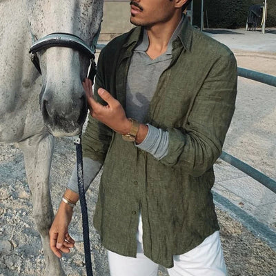 Men's Shirt Long Sleeve Regular Fit Men Casual Oversized Loose Single Breasted Shirt Leisure Spring Summer Male Blouse Shirt