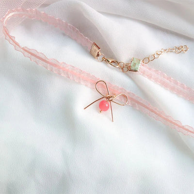Fashion Choker Necklace For Women Lovely Pink Lace Pearl Heart Pendant Short Clavicle Necklace Aesthetic Jewelry Gift For Her