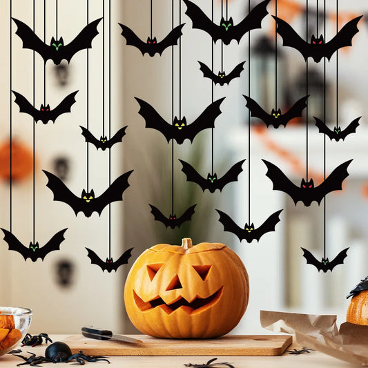 18pcs Bat Pendant Halloween Decoration Terrifying Atmosphere Photography Props Party Supplies Background Decoration Pendant