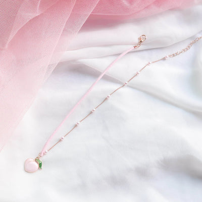 Fashion Choker Necklace For Women Lovely Pink Lace Pearl Heart Pendant Short Clavicle Necklace Aesthetic Jewelry Gift For Her