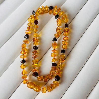 Natural Amber Necklace Chokers Women Healing Gemstone Fine Jewelry Genuine Baltic Amber Tumbled Stone Beaded Necklaces
