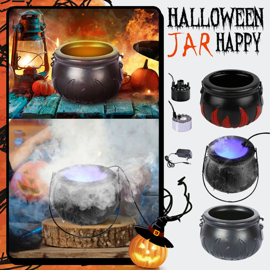 Halloween Party Decoration Witch With Light Pot Mist Plastic Bowl Decoration Candy Bucket Decor Witch Cauldron with Mist Maker
