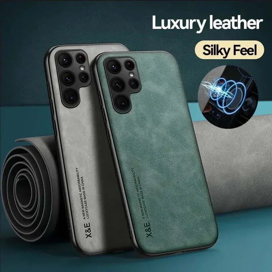 Case For Samsung S25 S24 S23 Ultra FE Luxury Protective Cover Magnetic Car Holder Phone Coque Fundas Capa