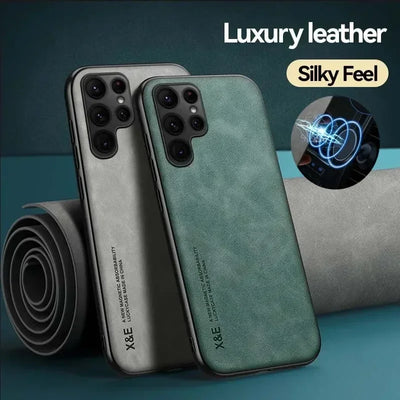 Case For Samsung S25 S24 S23 Ultra FE Luxury Protective Cover Magnetic Car Holder Phone Coque Fundas Capa