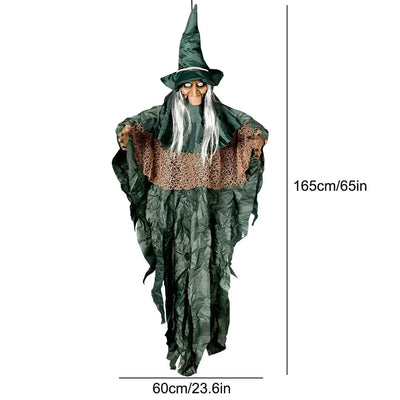 1PC Halloween Hanging Animated Decorations Talking Shaking Scary Clown with Chain Voice Control Outdoor Yard Haunted House Prop