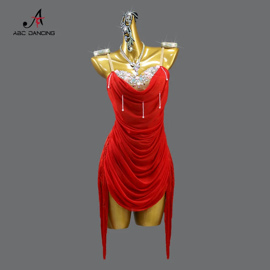 Dress For Dance Girl Costume Women Latin American Clothes Ball Sexy Skirt Line Suit Evening Practice Wear Stage Samba Customized