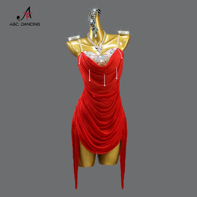 Dress For Dance Girl Costume Women Latin American Clothes Ball Sexy Skirt Line Suit Evening Practice Wear Stage Samba Customized