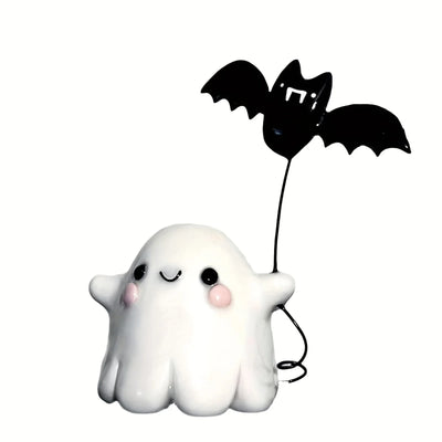 1Pc Halloween Cute Ghost Putting Bat Ornaments Ghost Bat Desktop Party Decoration Party Small Gift Little Finger Cute Ghost Toys