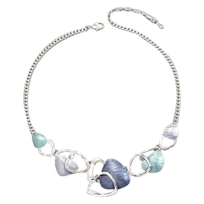 LENNIK New Hot Selling Round Oil Dripping Necklace Earring Set with High-end Feel, Irregular Design Earrings, Collarbone Chain
