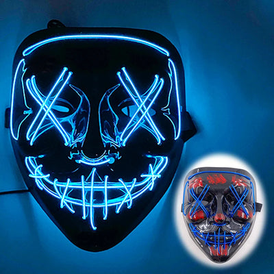 Led Mask Halloween Party Masque Masquerade Masks Neon Light Mask Mascara Horror Maska Glowing Purge Mask Glow In The Dark