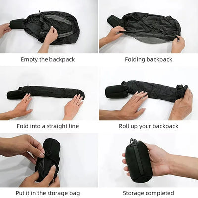 Motorcycle riding helmet backpack, outdoor cycling and mountaineering helmet storage bag, hiking backpack folding storage design