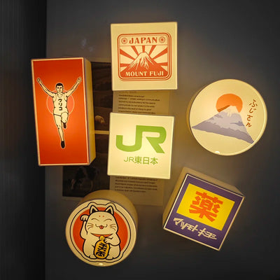 Japanese Magnetic Fridge Stickers Light Signs Tokyo Osaka Luminous Light Box Creative Refrigerator Sticker Magnets Home Decor