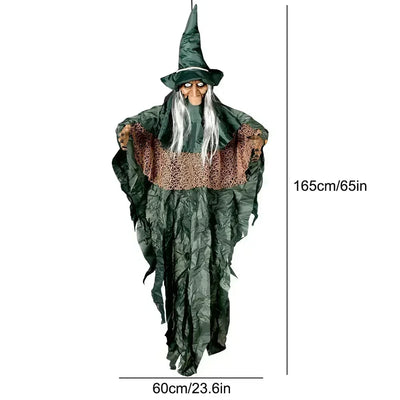 1PC Halloween Hanging Animated Decorations Talking Shaking Scary Clown with Chain Voice Control Outdoor Yard Haunted House Prop