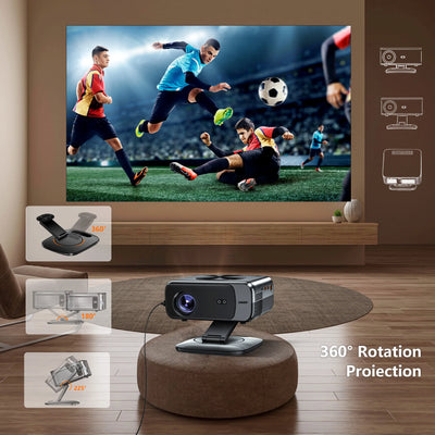 XIWBSY 2025 Mini Projector 4K 25000Lumens Smart Projector Wifi6 BT5.3 LED Projector 8K Decode Portable Home Cinema Projector 64G