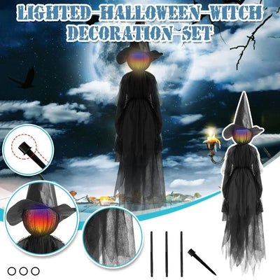 1.5M Halloween Light-up Witches Voice Control Screaming Witches Scary Decoration Sound Activated Witches Holding Hands for Home