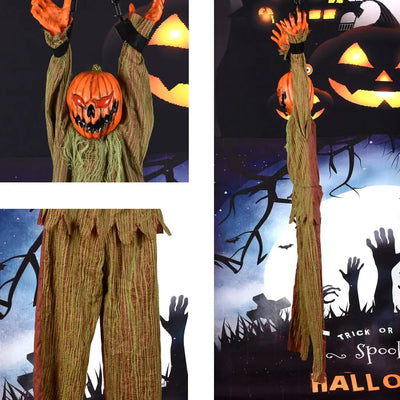 1PC Halloween Hanging Animated Decorations Talking Shaking Scary Clown with Chain Voice Control Outdoor Yard Haunted House Prop