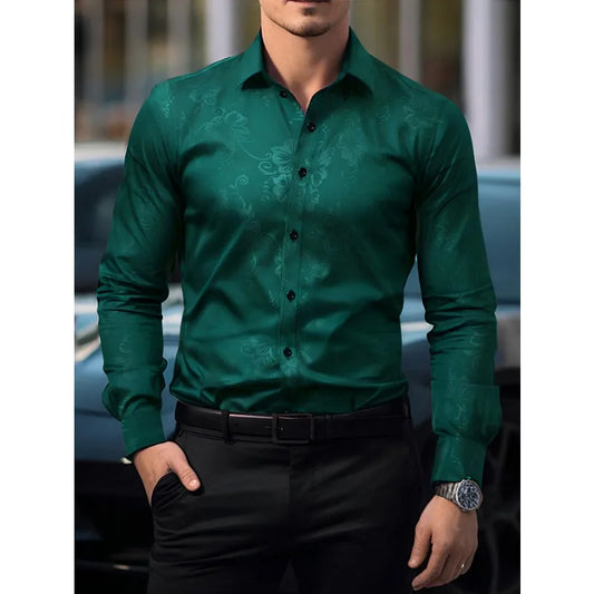 FGKKS Brand Men Shirt Fashion 2025 New Long Sleeve Prined Streetwear Male Casual Elastic shirt