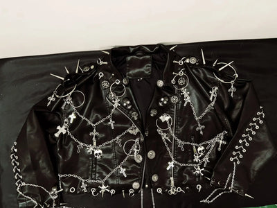vintage Jacket Skull Jacket y2k Jacket y2k fashion  gothic Jacket gothic clothes y2k clothes Cross Jacket  Punk  Leather Jacket