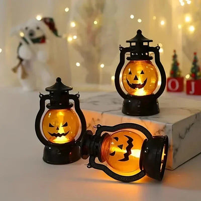 Halloween LED Pumpkin Lantern Decoration, Halloween Party Retro Lamp, Horror Ghost Festival Bar Haunted House Haloween Ornament