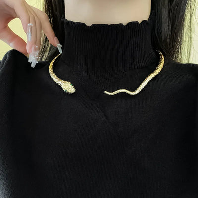 Inlaid Rhinestone Snake Necklace for Women Light Luxury Personalized Collar New Style Chokers Necklaces Stylish Unique Jewelry