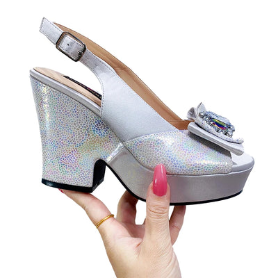 2024 Newest Wedding Women Shoes Nigeria Africa 10cm High Heels Party Gathering Crystal Design Women Shoes Fashion Ladies Shoes