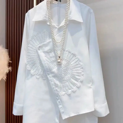 Shirt 2025 Fashion Spring Women New Irregular Stylish Shirt Versatile Chic Top