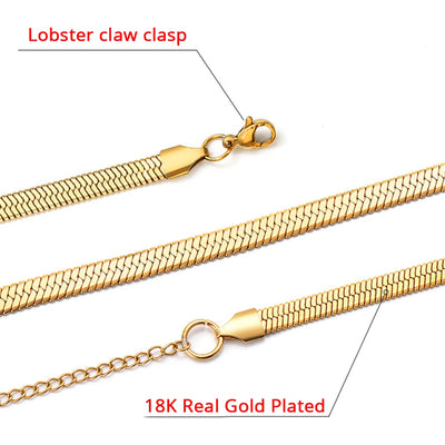Punk Clavicle Flat Blade Snake Link Choker Necklace Gold Silver Color Stainless Steel Neck Chains For Women Jewelry Chocker 2023