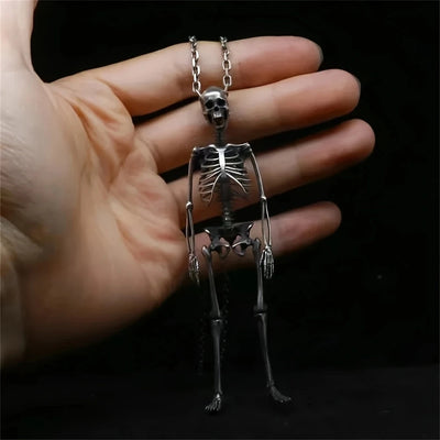 13cm Skull Necklace Fashion with Skeleton Pendant Necklace A Necklace with Limbs That Can Be Moved and Manipulated Like A Doll