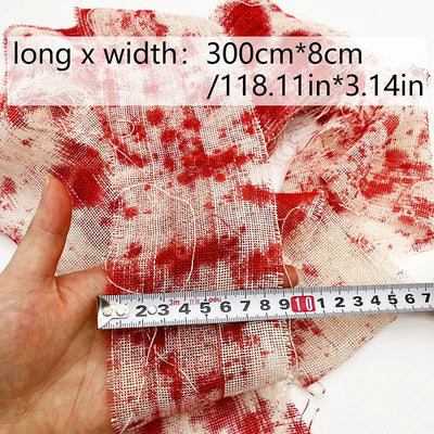 3/5m Halloween Bloody Cloth Strips Blood Gauze Bandage Haunted House Secret Room Horror Party Halloween Scene Decoration Props