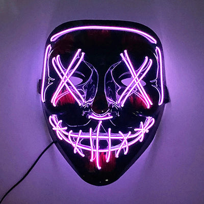 Led Mask Halloween Party Masque Masquerade Masks Neon Light Mask Mascara Horror Maska Glowing Purge Mask Glow In The Dark