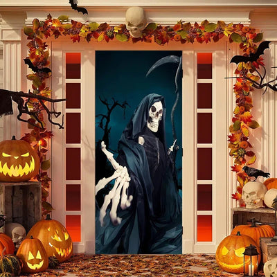 Halloween decoration, horror door cover, witch background, holiday party supply, vampire porch, home decoration gifts