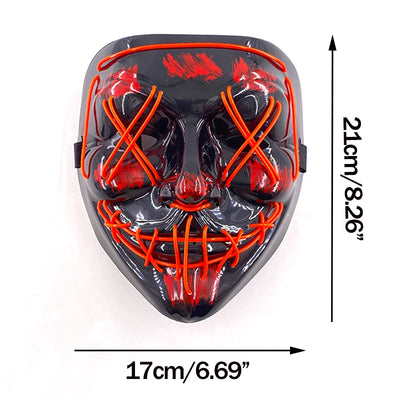 Led Mask Halloween Party Masque Masquerade Masks Neon Light Mask Mascara Horror Maska Glowing Purge Mask Glow In The Dark
