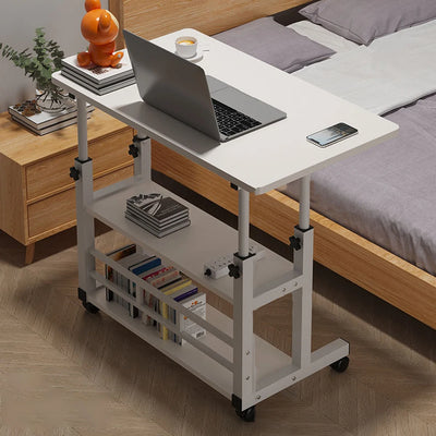 Adjustable Bedside Laptop Desk with Rolling Wheels Mobile Laptop Standing Desk Multi-Layer Storage Height Adjustable Laptop Desk