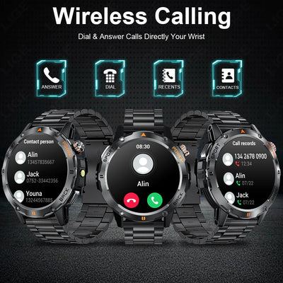 LIGE Smart Watch 1.53 Inch Color Screen Sport LED Flashlight Heart Rate Waterproof Fitness Tracker Bluetooth Call Smartwatch Men