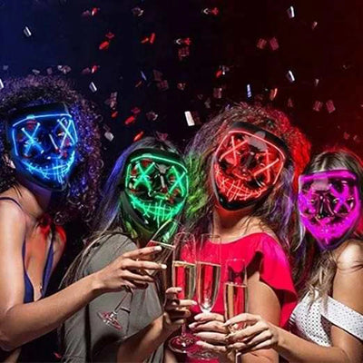 Led Mask Halloween Party Masque Masquerade Masks Neon Light Mask Mascara Horror Maska Glowing Purge Mask Glow In The Dark