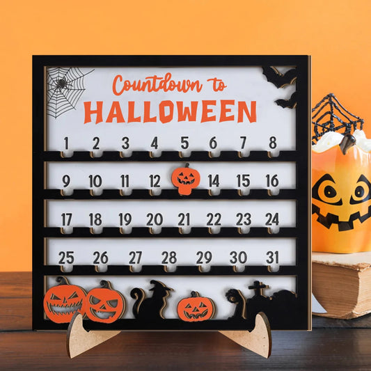 3D Halloween Countdown Wooden Wall Hanging Ornament - Festive Home Decoration for Halloween Season