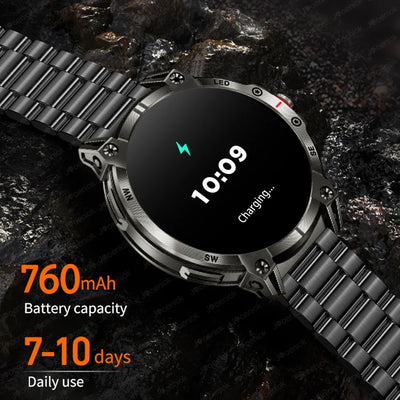 Military Smart Watch Men 760mAh Large Battery LED Flashlight Compass 1.8