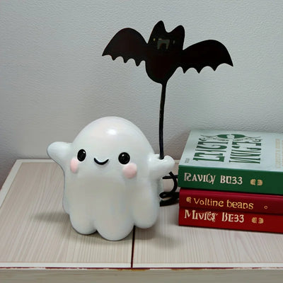 1Pc Halloween Cute Ghost Putting Bat Ornaments Ghost Bat Desktop Party Decoration Party Small Gift Little Finger Cute Ghost Toys