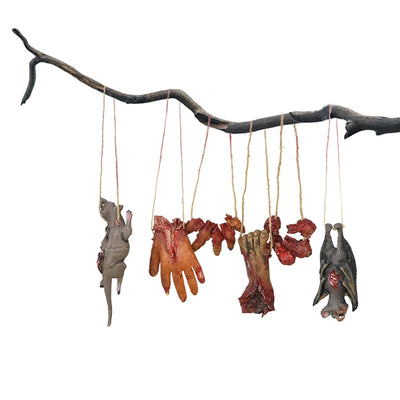 Horror Halloween Ornament Hanging Pendant Scary Bloody Mouse Bat Finger Hanging Props Haunted House Halloween Party Scary Props