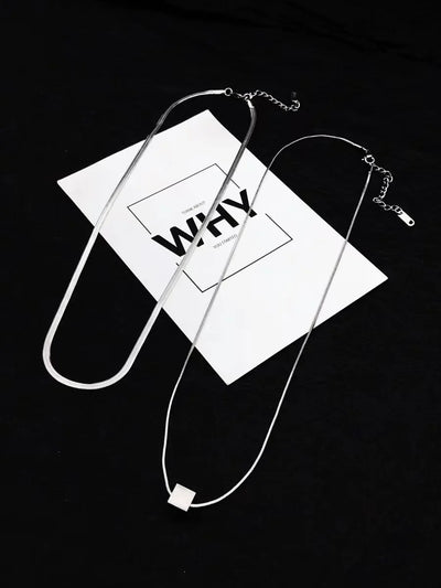 Double-layer small square round snake necklace women's high-end design sense clavicle chain